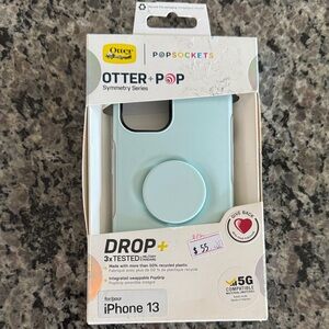 OtterBox Symmetry Series iPhone 13 Case - Light Blue with Pop Socket
